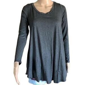 Isaac Liev Womens Swing Top T Shirt Relaxed Fit Flowing Stretchy Gray Medium